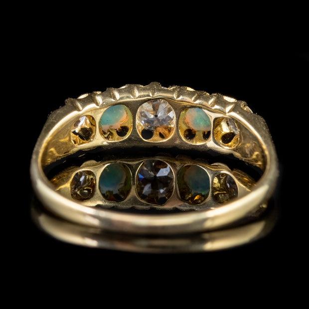 Antique Victorian Diamond Opal Ring 18Ct Gold Circa 1900