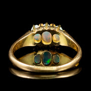 Antique Victorian Opal Diamond Trilogy Ring 18Ct Gold Circa 1900