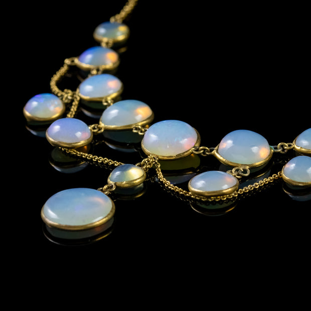 Antique Victorian Opal Festoon 18Ct Gold Necklace Circa 1900