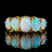 Antique Victorian Opal Five Stone Ring 18ct Gold 4ct Of Opal Circa 1880
