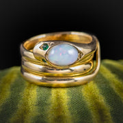 Antique Victorian Opal Snake Ring 18Ct Gold Emerald Eyes Dated 1872