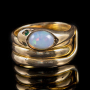 Antique Victorian Opal Snake Ring 18Ct Gold Emerald Eyes Dated 1872