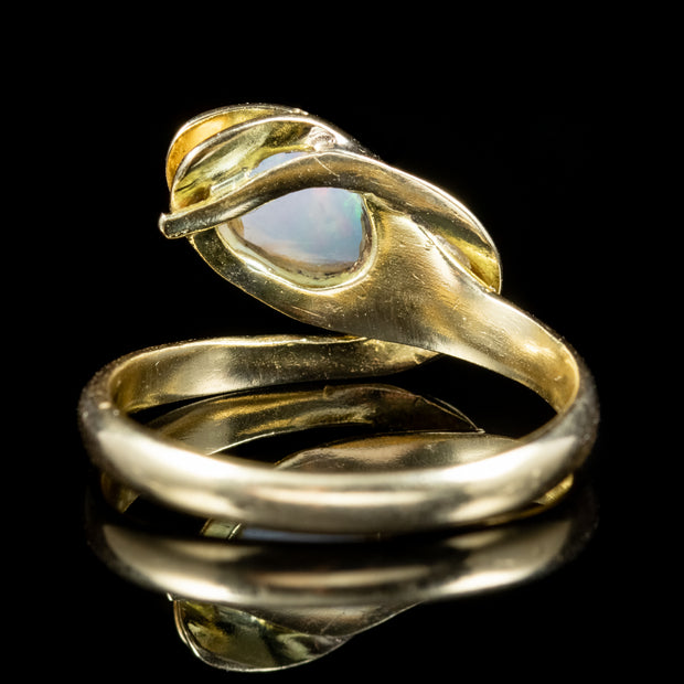 Antique Victorian Opal Snake Ring 18Ct Gold Ruby Eyes Circa 1900