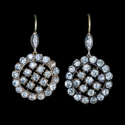 Victorian Style Paste Cluster Drop Earrings Silver