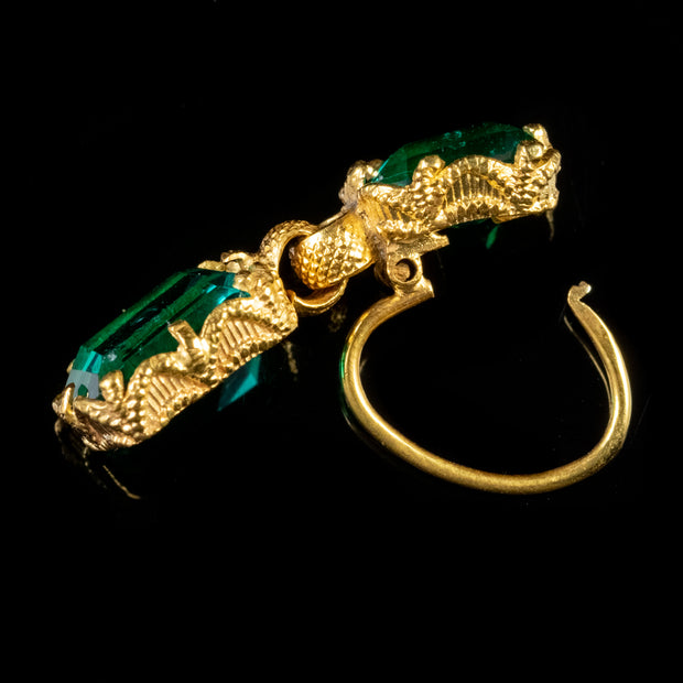 Antique Victorian Paste Double Drop Earrings 18Ct Gold Circa 1900
