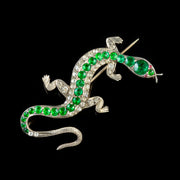 Antique Victorian Paste Salamander Brooch 9Ct Gold Silver Circa 1880
