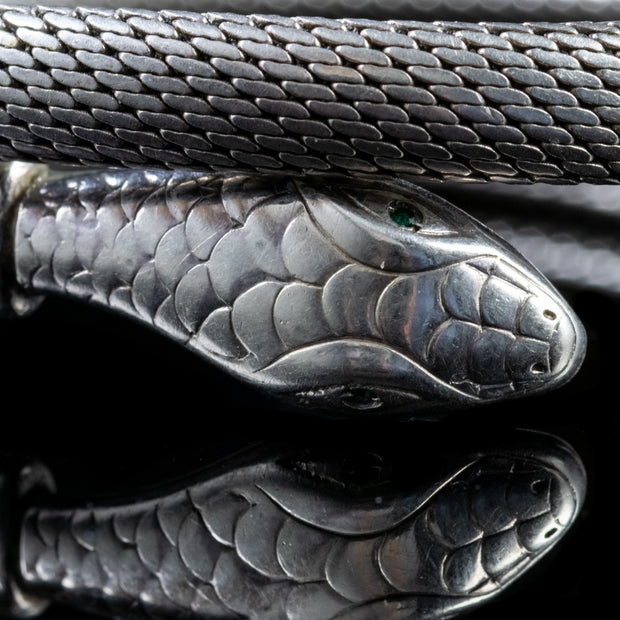 Antique Victorian Paste Serpent Bangle Silver Circa 1900