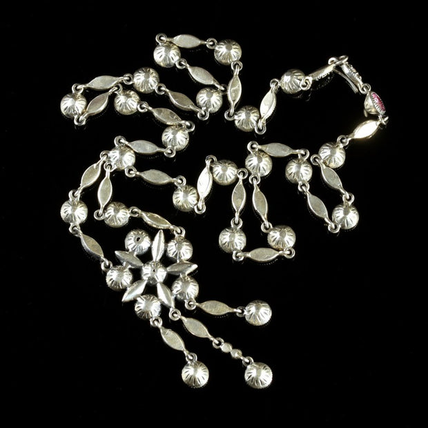 Antique Edwardian Pink Paste Necklace Silver