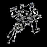 Edwardian Style Blue Paste Flower Necklace Silver