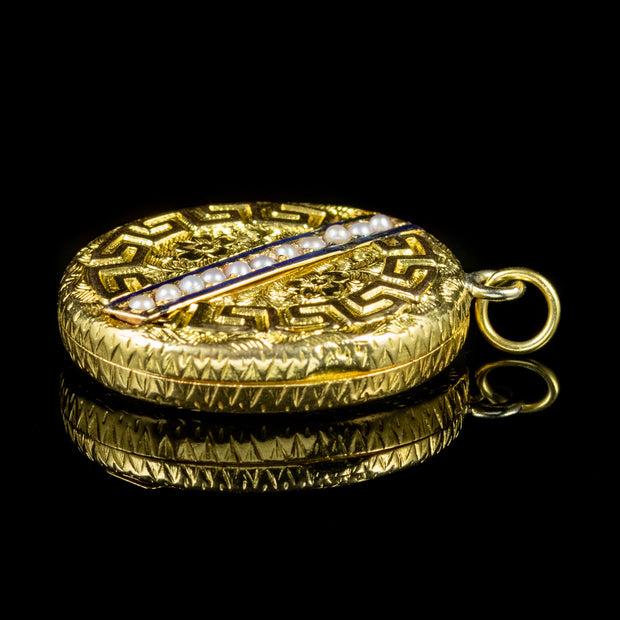 Antique Victorian Pearl 15ct Yellow Gold Locket Circa 1900