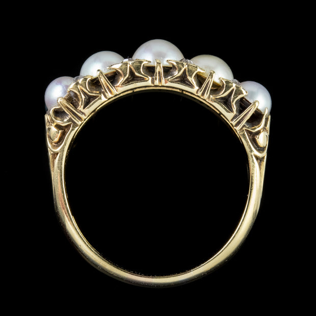 Antique Victorian Pearl Diamond Ring 18Ct Gold Circa 1870