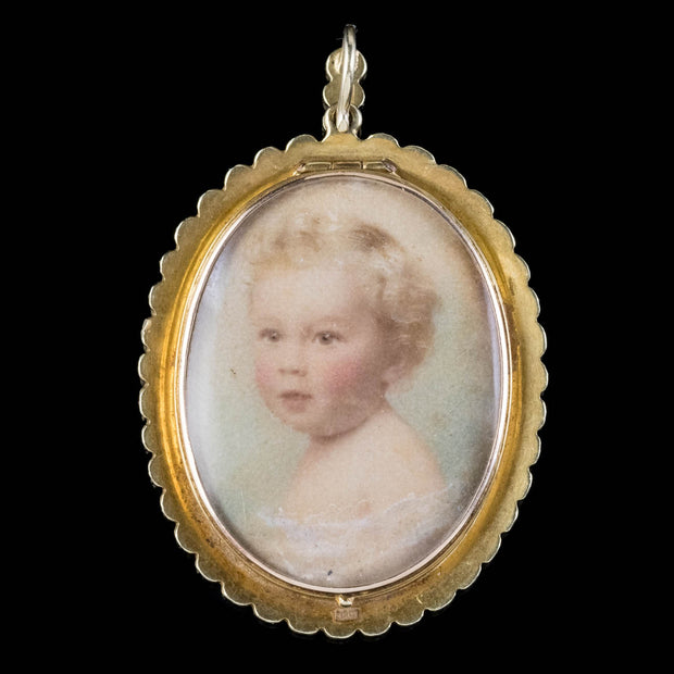 Antique Victorian Pearl Double Sided Portrait Locket 15Ct Gold Circa 1870