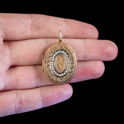 Antique Victorian Pearl Mourning Locket 18ct Gold