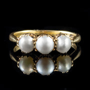 Antique Victorian Pearl Trilogy Ring 18Ct Gold Circa 1900