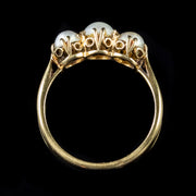 Antique Victorian Pearl Trilogy Ring 18Ct Gold Circa 1900