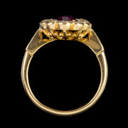 Antique Victorian Pink Sapphire Diamond Cluster Ring 18Ct Gold Circa 1900