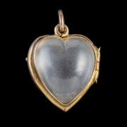 Antique Victorian Heart Locket Pools Of Light Rock Crystal 9Ct Gold Circa 1900