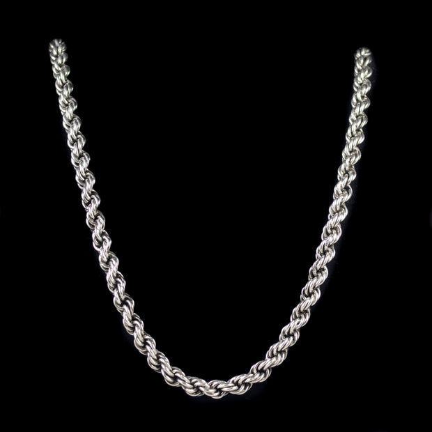 Antique Victorian Rope Twist Long Chain Necklace Circa 1880