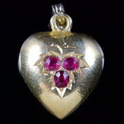 Antique Victorian Ruby Heart 18Ct Gold Pendant Circa 1880