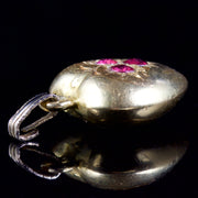 Antique Victorian Ruby Heart 18Ct Gold Pendant Circa 1880