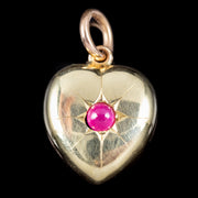 Antique Victorian Ruby Heart Pendant 18Ct Gold Circa 1900