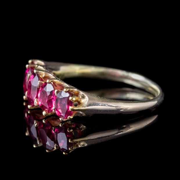 Antique Victorian Ruby Ring 2.90Ct Natural Rubies 18Ct Gold Circa 1900 Cert