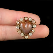 Antique Victorian Saphiret Heart Paste Stone Brooch Circa 1900