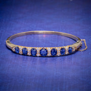 Antique Victorian Sapphire Diamond Bangle 18Ct Gold 5.46Ct Of Natural Sapphire With Cert