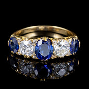 Antique Victorian Sapphire Diamond Ring 18Ct Yellow Gold Circa 1900