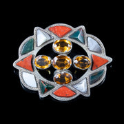 Antique Victorian Scottish Citrine Agate Brooch Silver Dated 1868