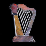 Antique Victorian Scottish Agate Harp Brooch Silver Circa 1860