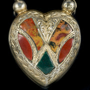 Antique Victorian Scottish Agate Heart Padlock Pendant Circa 1860