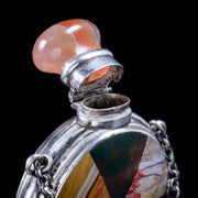 Antique Victorian Scottish Agate Scent Bottle Pendant Silver Circa 1860