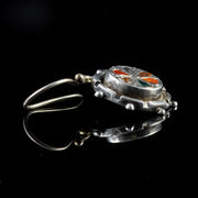 Antique Victorian Scottish Jasper Carnelian Earrings Silver Circa 1880