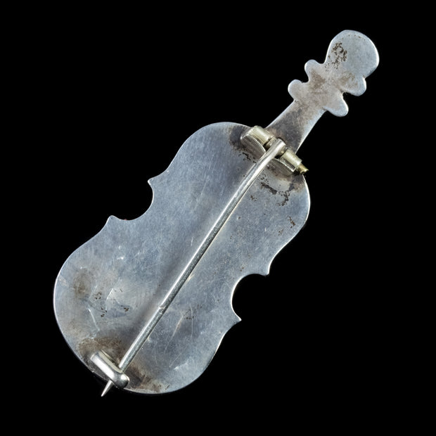 Antique Victorian Scottish Silver Cello Agate Brooch Circa 1860