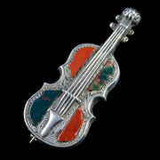 Antique Victorian Scottish Silver Cello Agate Brooch Circa 1860