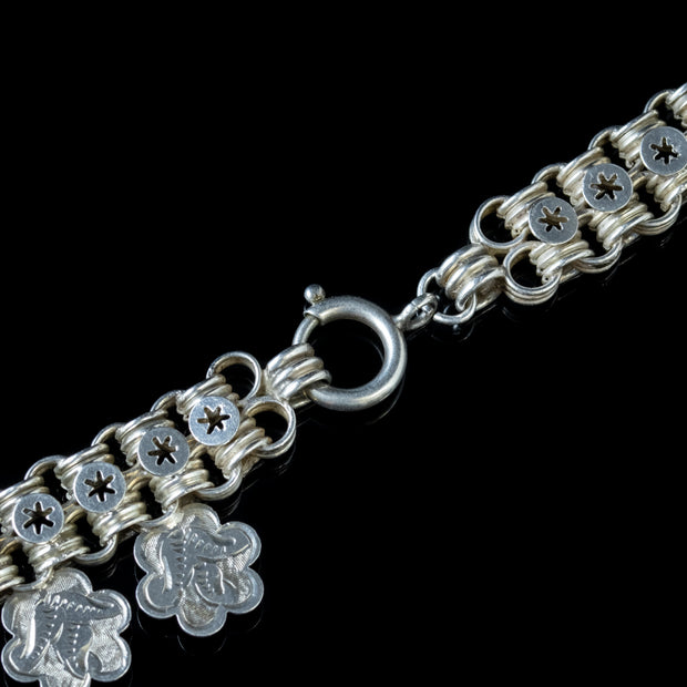 Antique Victorian Silver Collar Link Necklace Circa 1880
