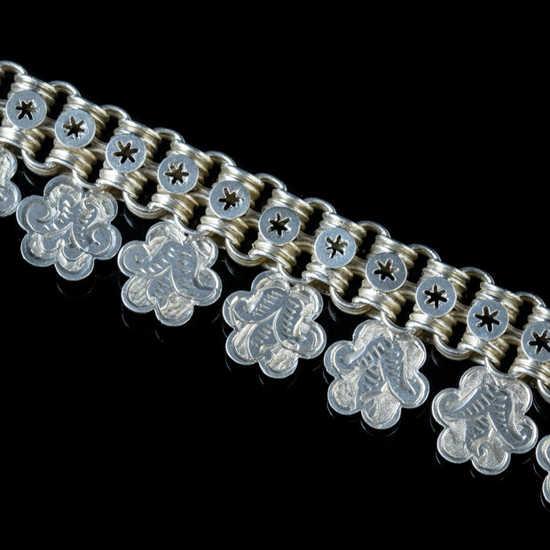 Antique Victorian Silver Collar Link Necklace Circa 1880