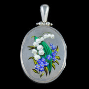 Antique Victorian Silver Forget Me Not Locket Circa 1880