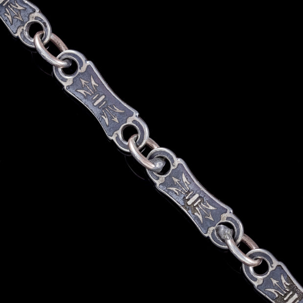 Antique Victorian Silver Niello Bracelet Circa 1900