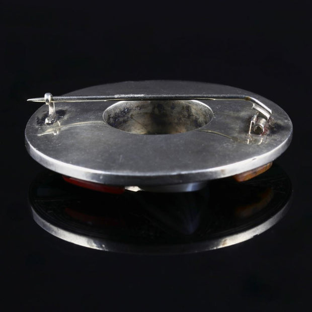 Antique Victorian Silver Scottish Agate Brooch Circa 1860