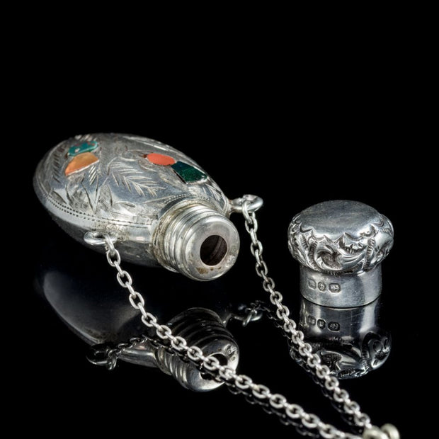 Antique Victorian Silver Scottish Perfume Bottle Pendant Dated 1878