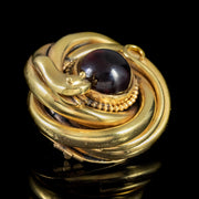 Antique Victorian Snake Brooch Glass Garnet 18Ct Gold Gilt Circa 1880