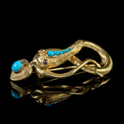 Antique Victorian Snake Brooch Turquoise Heart 18Ct Gold Circa 1880