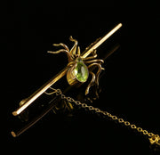 Antique Victorian Spider Brooch Set Wtih Peridot