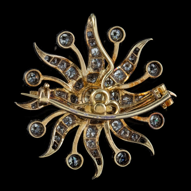 Antique Victorian Star Brooch Pendant 18Ct Gold Silver 3.30Ct Diamonds Boxed Circa 1880