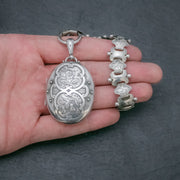 Antique Victorian Sterling Silver Locket Collar Necklace Dated 1876