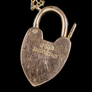 Antique Edwardian Suffragette Bracelet 9Ct Gold Heart Padlock Dated 1903