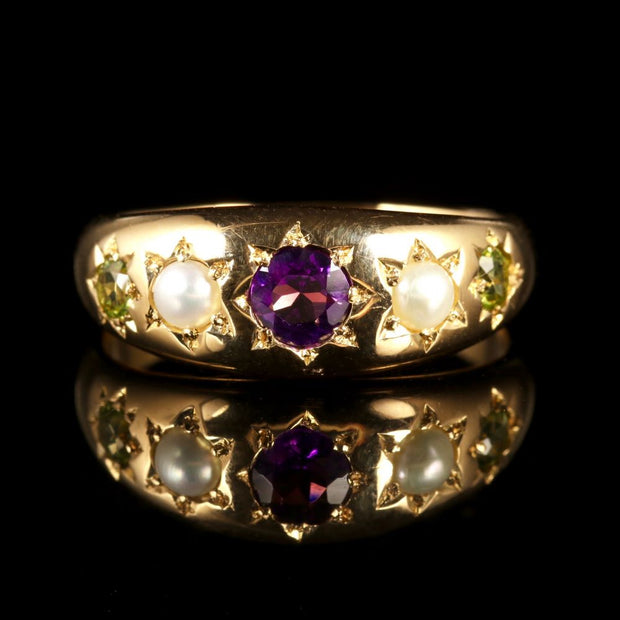 Antique Victorian Suffragette Ring Gypsy Set Circa 1900