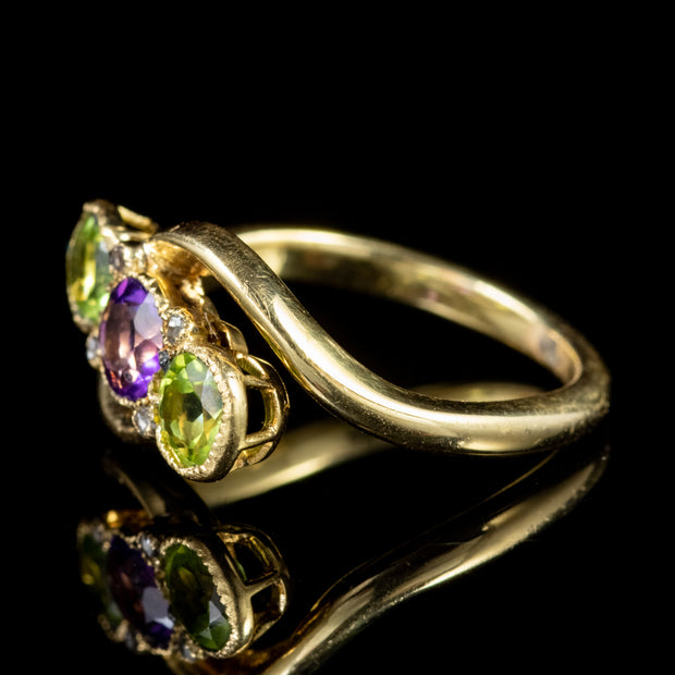 Antique Victorian Suffragette Twist Ring 18Ct Gold Circa 1900
